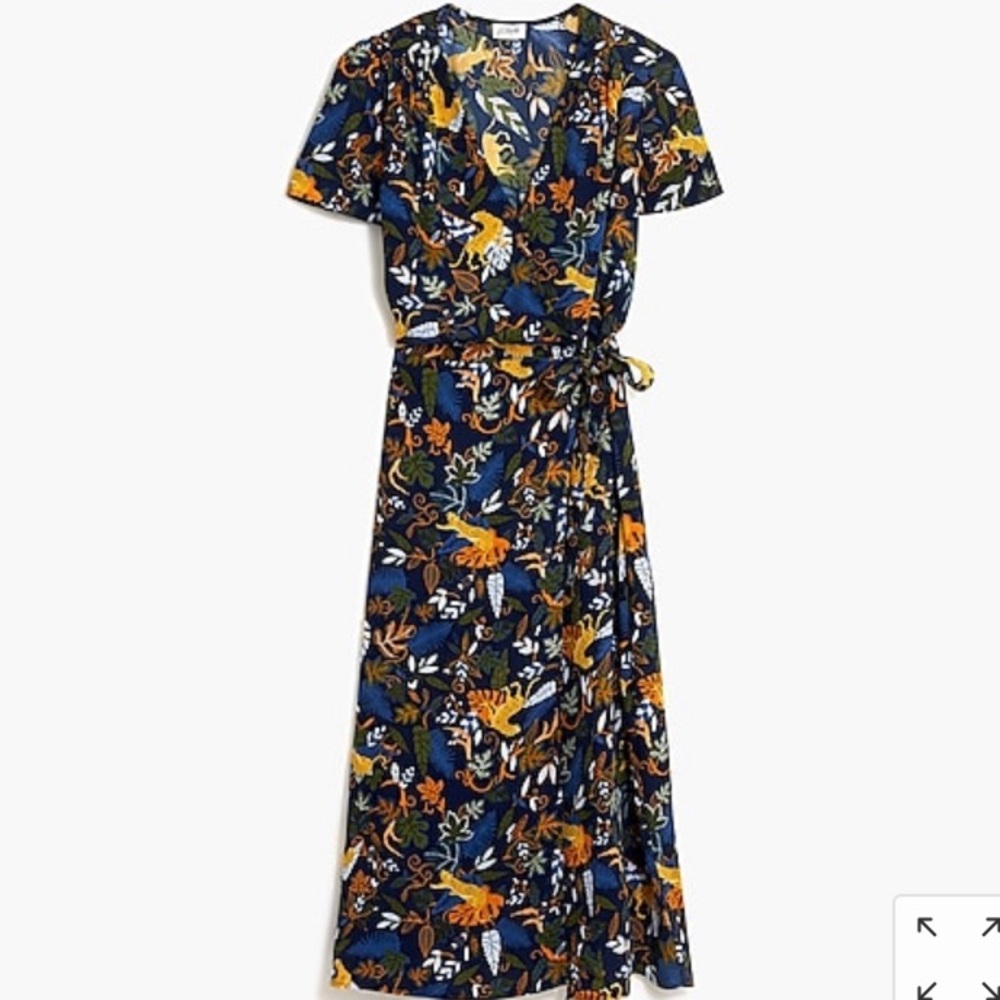 J.Crew Drapey twill wrap midi dress